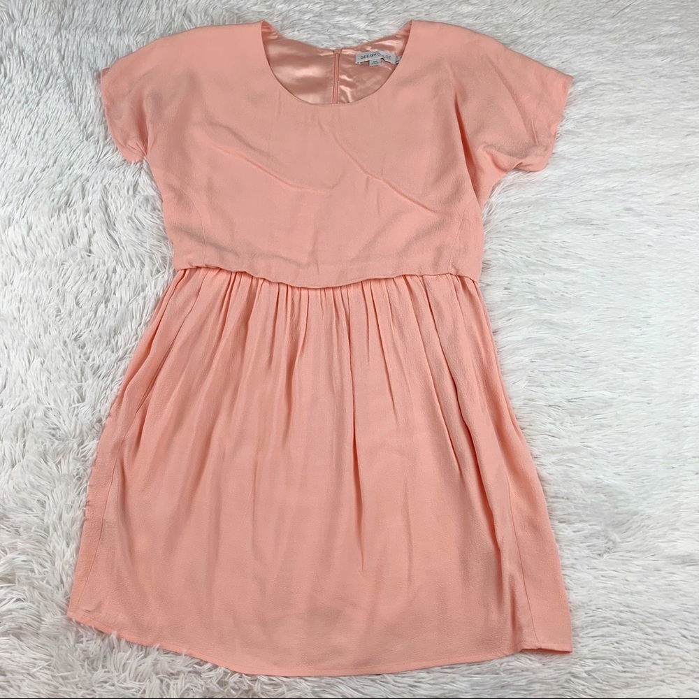 See by Chloe short sleeve skater mini dress in orange